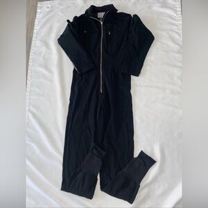 Vintage 90s Y2K FILA Black 1/2 Zip Jumpsuit Coverall Gold Tone Women’s 8